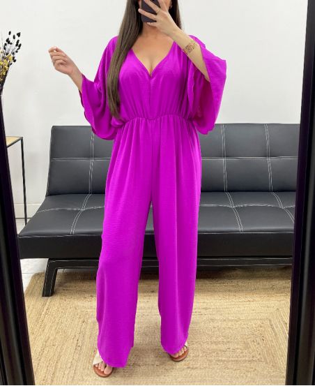 COMBINAISON PANTALON LARGE DOS A NOUER PE2177 MAUVE