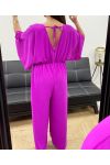 TIE-ON WIDE BACK JUMPSUIT PE2177 PURPLE