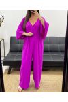 TIE-ON WIDE BACK JUMPSUIT PE2177 PURPLE