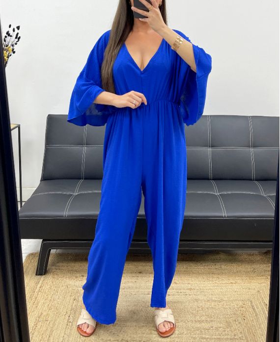 COMBINAISON PANTALON LARGE DOS A NOUER PE2177 BLEU ROYAL