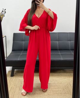 TIE-ON WIDE BACK JUMPSUIT PE2177 RED