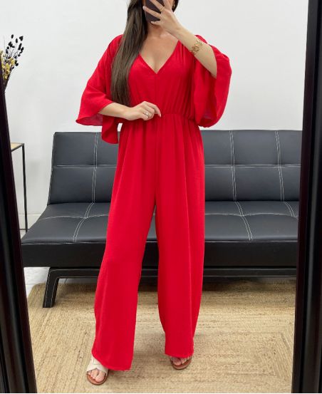 TIE-ON WIDE BACK JUMPSUIT PE2177 RED