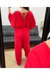 JUMPSUIT MET BREDE RUG PE2177 ROOD