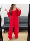 JUMPSUIT MET BREDE RUG PE2177 ROOD
