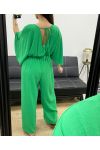 JUMPSUIT MET STROPDAS AAN DE WIJDE RUG PE2177 GROEN