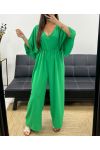 JUMPSUIT MET STROPDAS AAN DE WIJDE RUG PE2177 GROEN