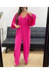 JUMPSUIT MET BREDE RUG PE2177 FUSHIA