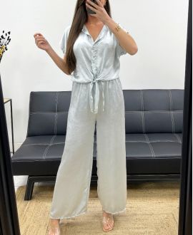 BLOUSE + BROEK SET SOFT METALLIC EFFECT PE2129 GRIJS