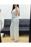 ENSEMBLE CHEMISIER + PANTALON DOUX EFFET METALISé PE2129 GRIS