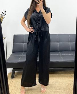 BLUSE + WEICHE HOSE SET METALLIC-EFFEKT PE2129 SCHWARZ