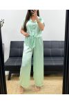 SET BLUMINA + PANTALONE MORBIDO EFFETTO METALLIZZATO PE2129 VERDE PASTELLO