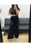 BLOUSE + SOFT TROUSERS SET METALLIC EFFECT PE2129 BLACK