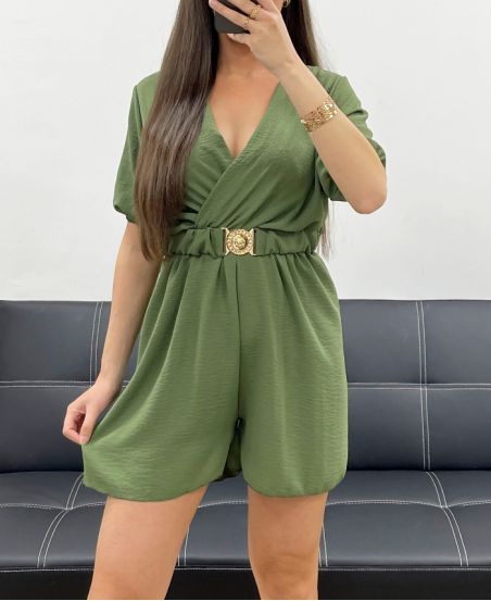 COMBINACIÓN DE PANTALONES CORTOS + CINTURA ELÁSTICA OFRECIDA PE2183 CAQUI
