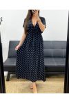 FLÜSSIGES MAXIKLEID AUS VISKOSE MIT TUPFEN PE2149 SCHWARZ