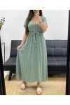 FLIESSENDES MAXIKLEID AUS VISKOSE MIT TUPFEN PE2149 KHAKI