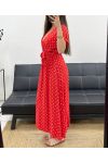 FLIESSENDES MAXIKLEID AUS VISKOSE MIT TUPFEN PE2149 ROT