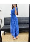 FLIESSENDES MAXIKLEID AUS VISKOSE MIT TUPFEN PE2149 KÖNIGSBLAU