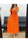 FLIESSENDES MAXIKLEID AUS VISKOSE MIT TUPFEN PE2149 ORANGE