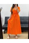 FLIESSENDES MAXIKLEID AUS VISKOSE MIT TUPFEN PE2149 ORANGE