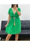 ROBE ENCOLURE FANTAISIE + LIEN PE2128 VERT