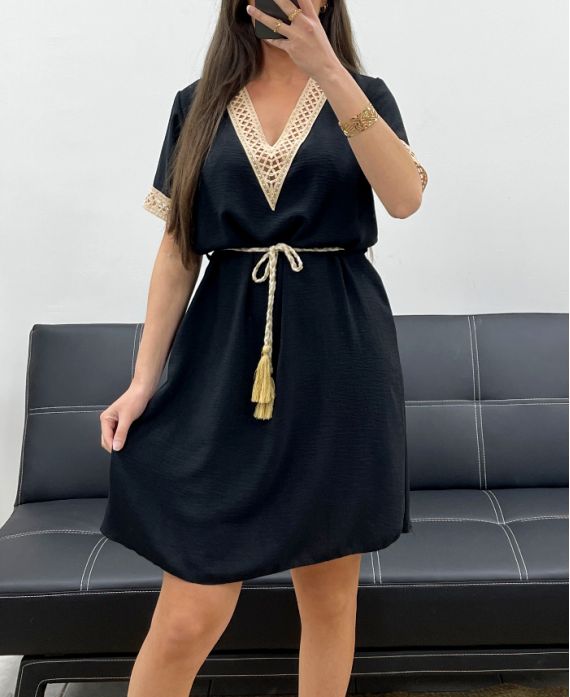 ROBE ENCOLURE FANTAISIE + LIEN PE2128 NOIR