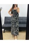 LANGES KLEID MIT SATINEFFEKT SCHLITZE MIT SCHLITZEN PE2097 GEFLECKT