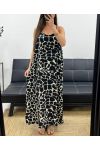 LANGES KLEID MIT SATINEFFEKT SCHLITZE MIT SCHLITZEN PE2097 GEFLECKT