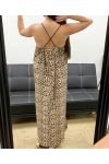 LANGES KLEID MIT SCHLITZEN IN SATINOPTIK PE2097 LEOPARD