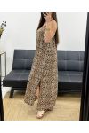 LANGES KLEID MIT SCHLITZEN IN SATINOPTIK PE2097 LEOPARD