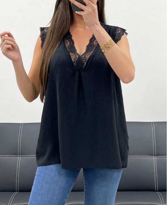 TOP DE ENCAJE PE0237 NEGRO