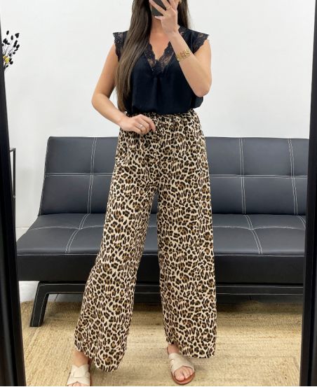 SPODNIE PALAZZO W ZWIERZĘCY DESEŃ SS2053 LEOPARD