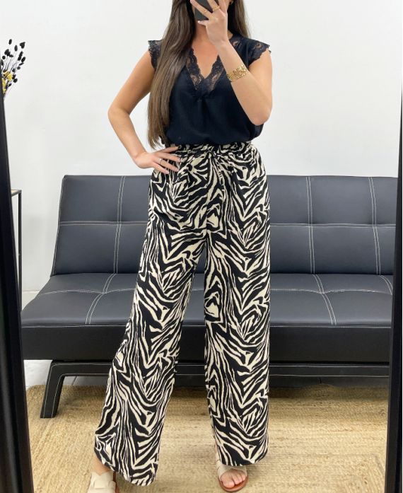 PALAZZO HOSE MIT ANIMALPRINT SS2053 ZEBRE