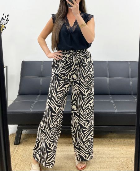 PALAZZO HOSE MIT ANIMALPRINT SS2053 ZEBRE