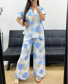 SET CAMICETTA + PANTALONE STAMPATO PE2122 AZZURRO CIELO