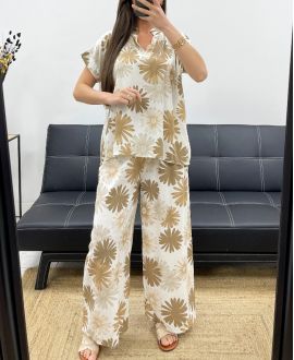 SET CAMICETTA + PANTALONE STAMPATO PE2122 TAUPE