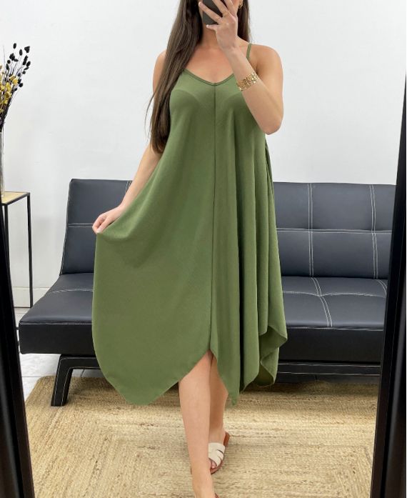 EVALEE KLEID MIT TRÄGERN SS2115 KHAKI