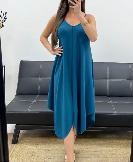 PE2115 PETROLBLAUES TRÄGERLOSES KLEID