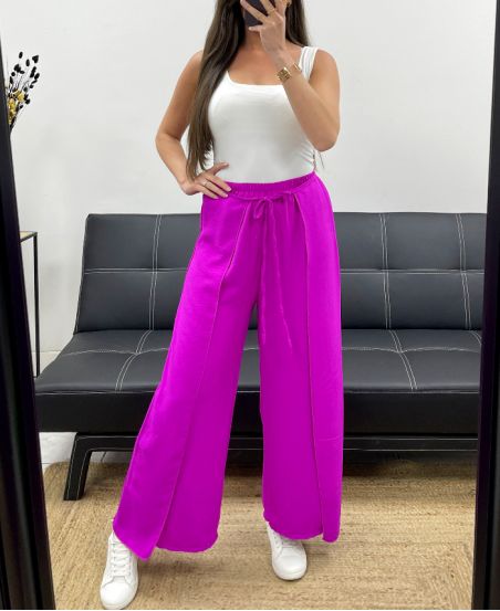 PANTALONE CON VOLANT DA ANNODARE SS2057 VIOLA