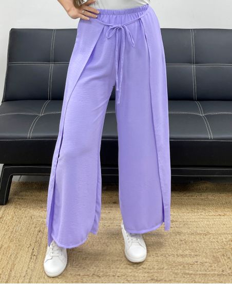 PANTALON A VOLANTS A NOUER PE2057 LILA