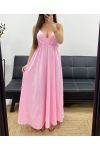 ROBE LONGUE A BRETELLES AJUSTABLES PE2143 ROSE