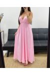 ROBE LONGUE A BRETELLES AJUSTABLES PE2143 ROSE