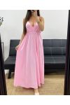 ROBE LONGUE A BRETELLES AJUSTABLES PE2143 ROSE