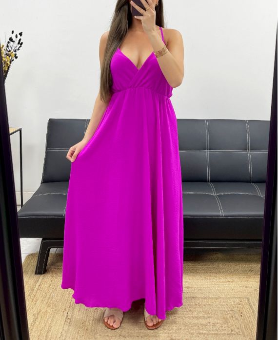 MAXI DRESS CON SPALLINE REGOLABILI SS2143 VIOLA
