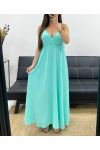 ROBE LONGUE A BRETELLES AJUSTABLES PE2143 VERT PASTEL