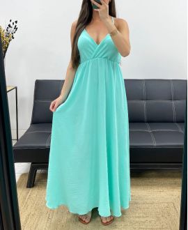 MAXI DRESS CON SPALLINE REGOLABILI PE2143 VERDE PASTELLO
