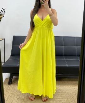 MAXI DRESS CON SPALLINE REGOLABILI SS2143 GIALLO