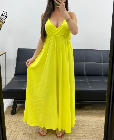 MAXI DRESS CON SPALLINE REGOLABILI SS2143 GIALLO