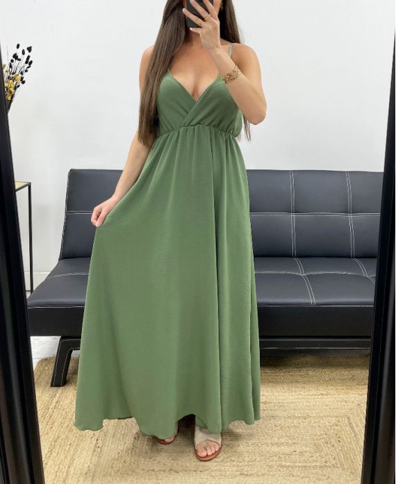 ROBE LONGUE A BRETELLES AJUSTABLES PE2143 KAKI