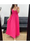 ROBE LONGUE A BRETELLES AJUSTABLES PE2143 FUSHIA