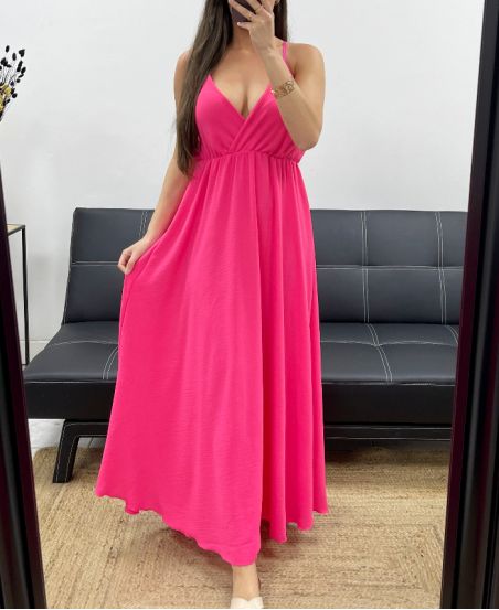 MAXI ABITO CON SPALLINE REGOLABILI PE2143 FUCSIA